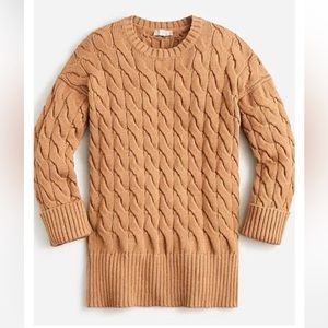 NWT J Crew Cotton cable-knit side-slit crewneck sweater size XS-S